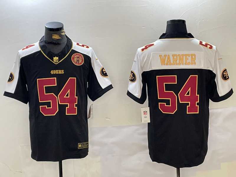 Mens San Francisco 49ers #54 Fred Warner Black White FUSE With Patch Limited Stitched Jersey Dzhi